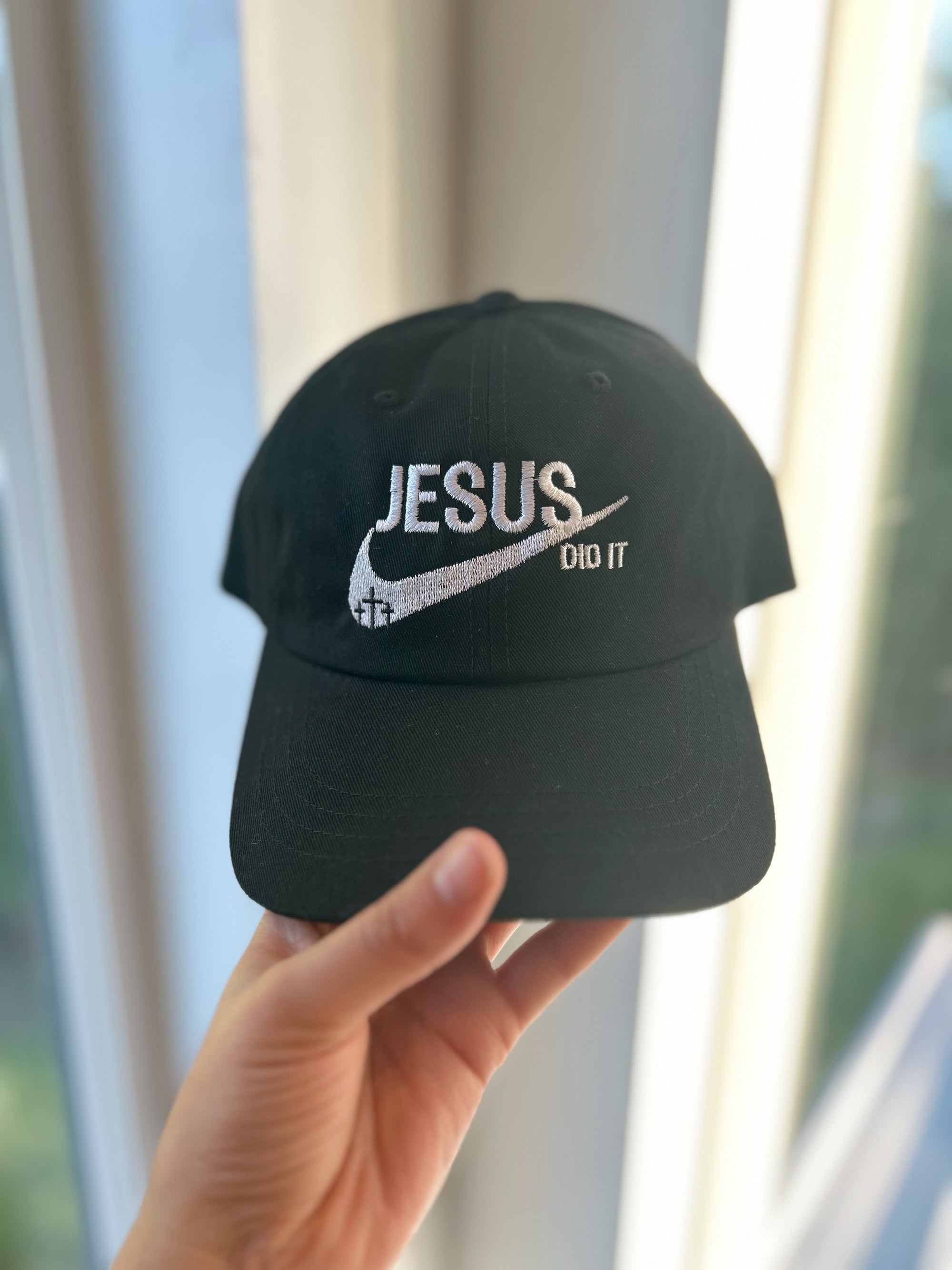 Jesus Did It Embroidered Dad Cap - Black