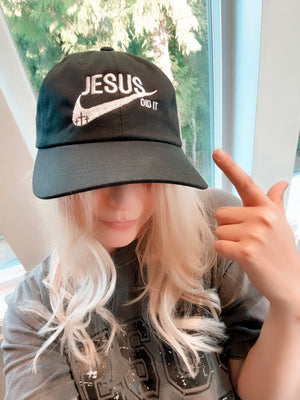 Jesus Did It Embroidered Dad Cap - Black