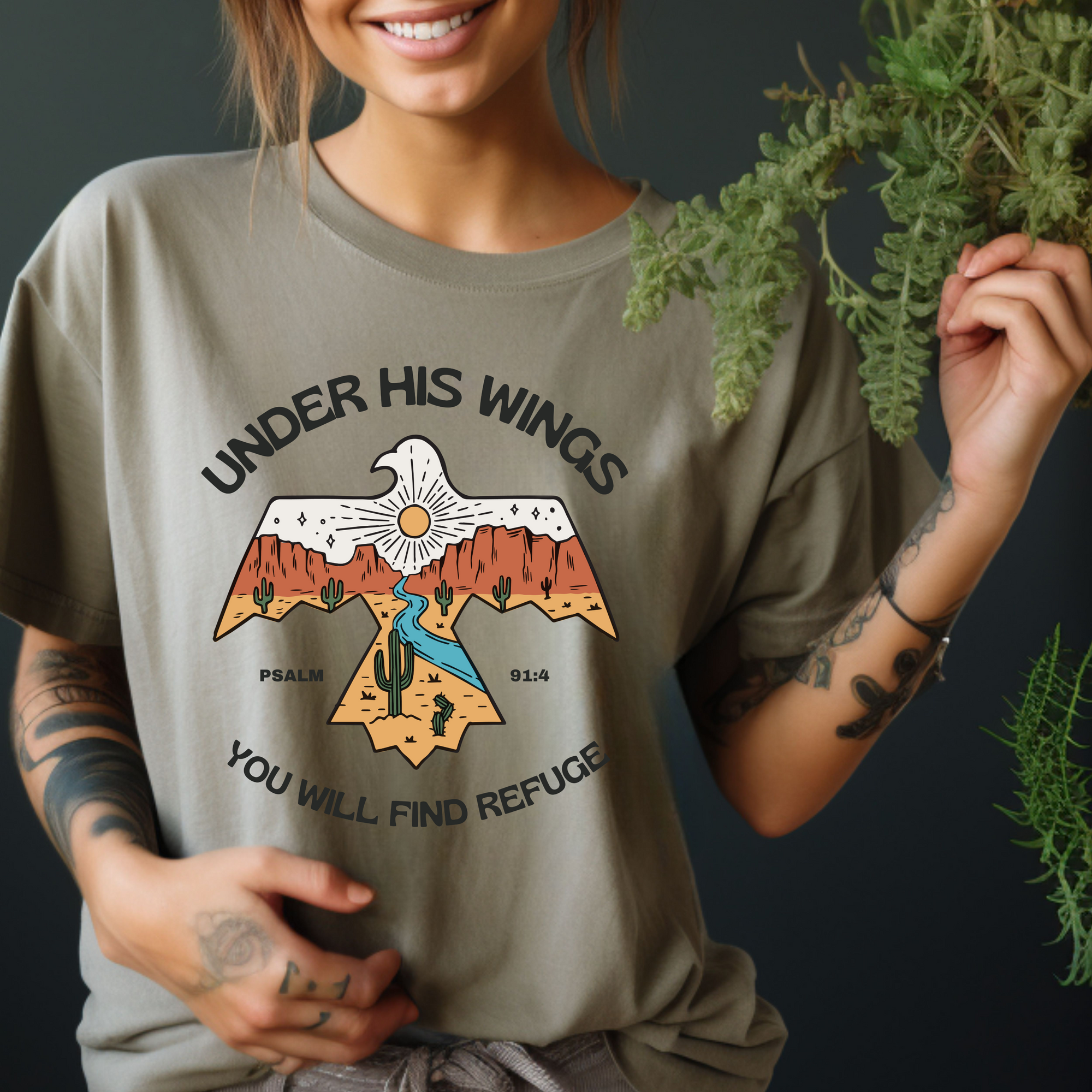 Under His Wings T-Shirt - Moss